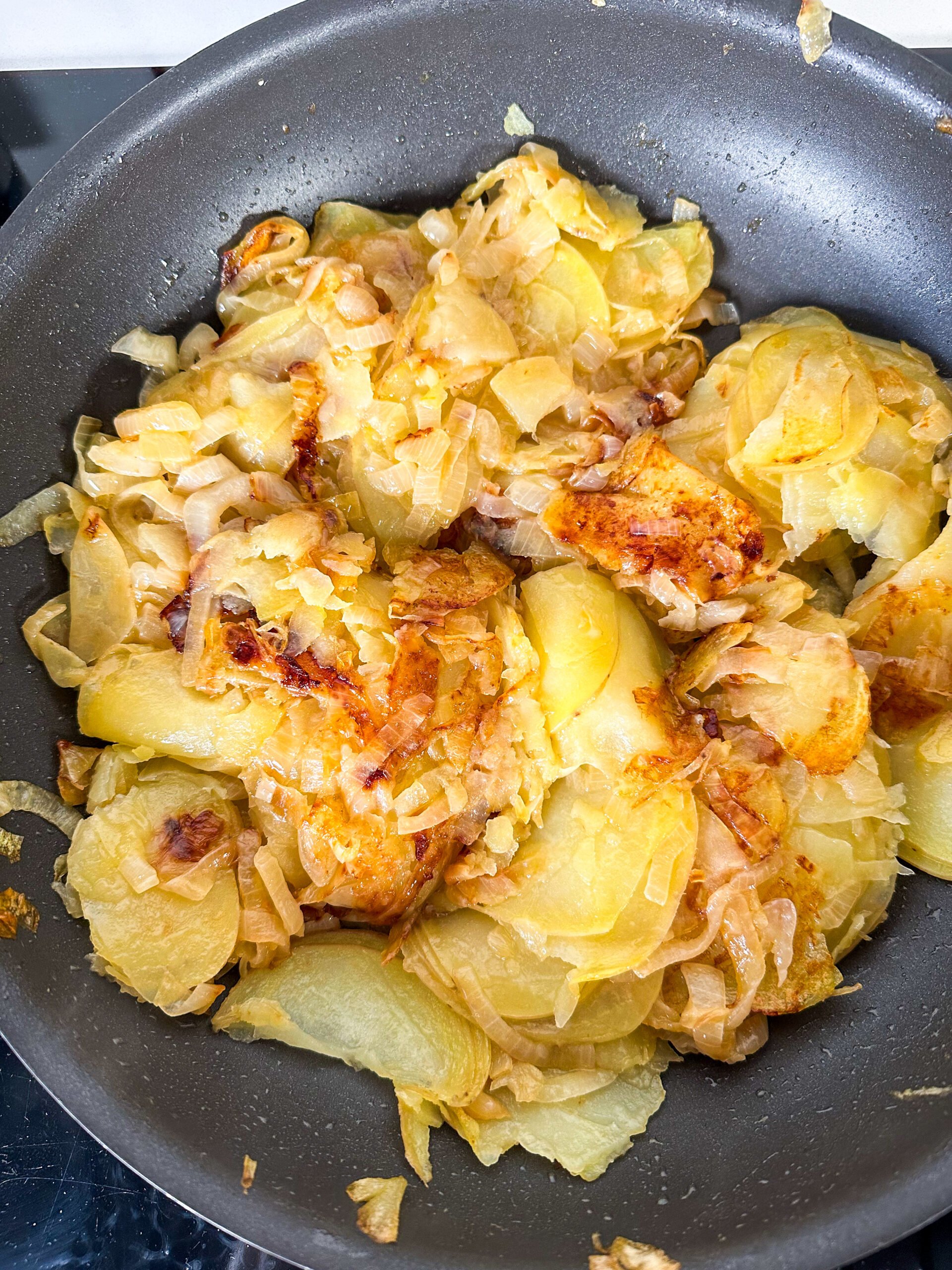 Brown potatoes for 4 minutes, before tossing and repeating for 30-40 minutes.