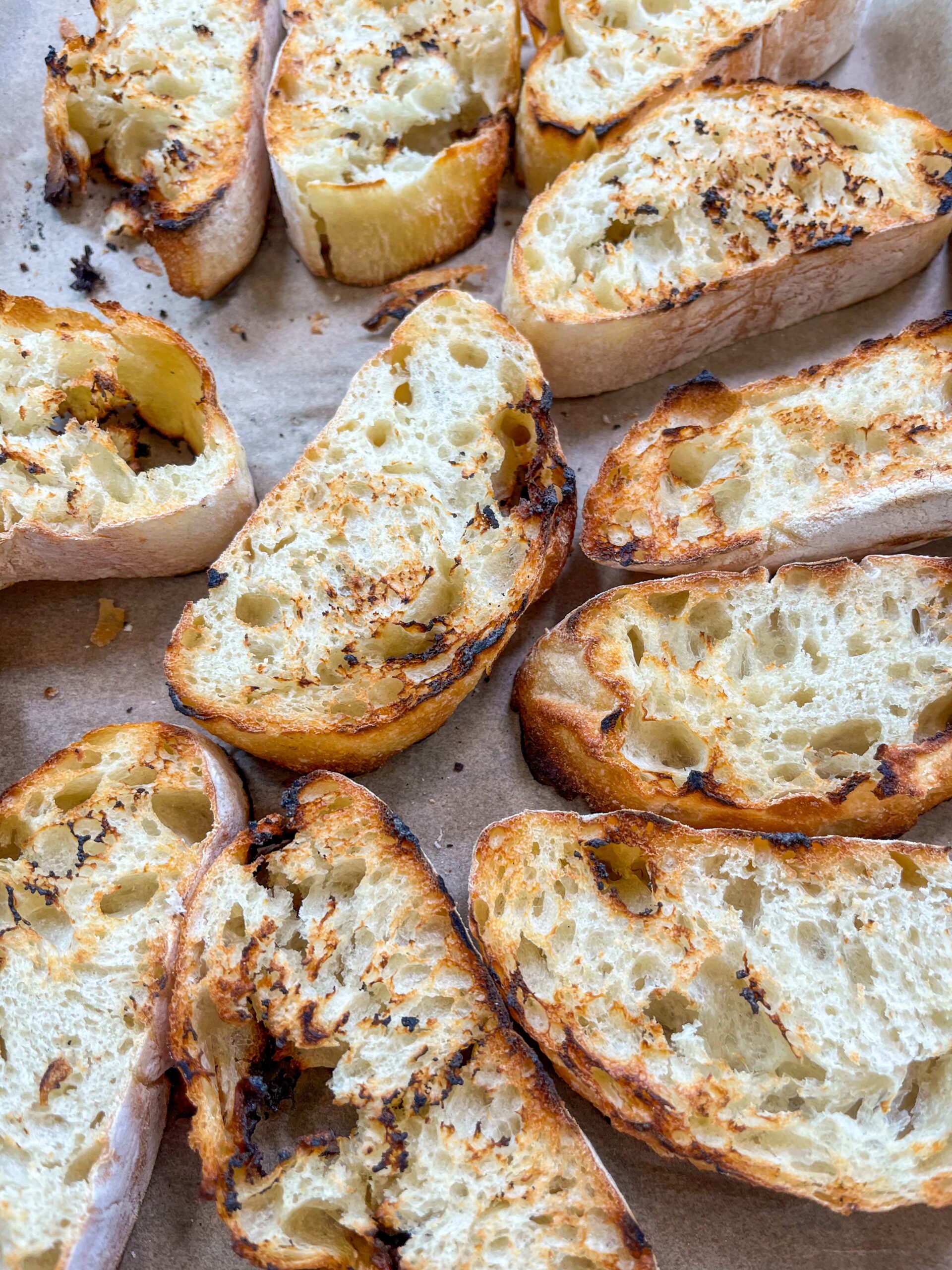 Sliced grilled bread