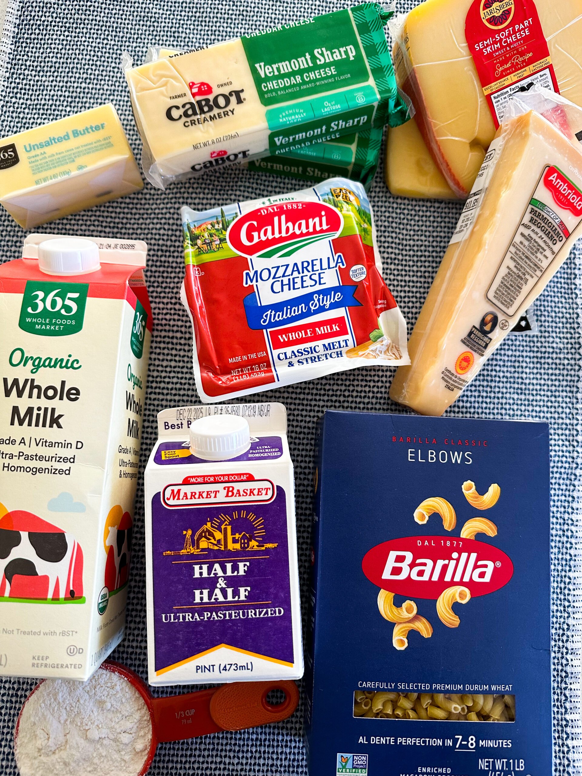 Homemade mac and cheese ingredients