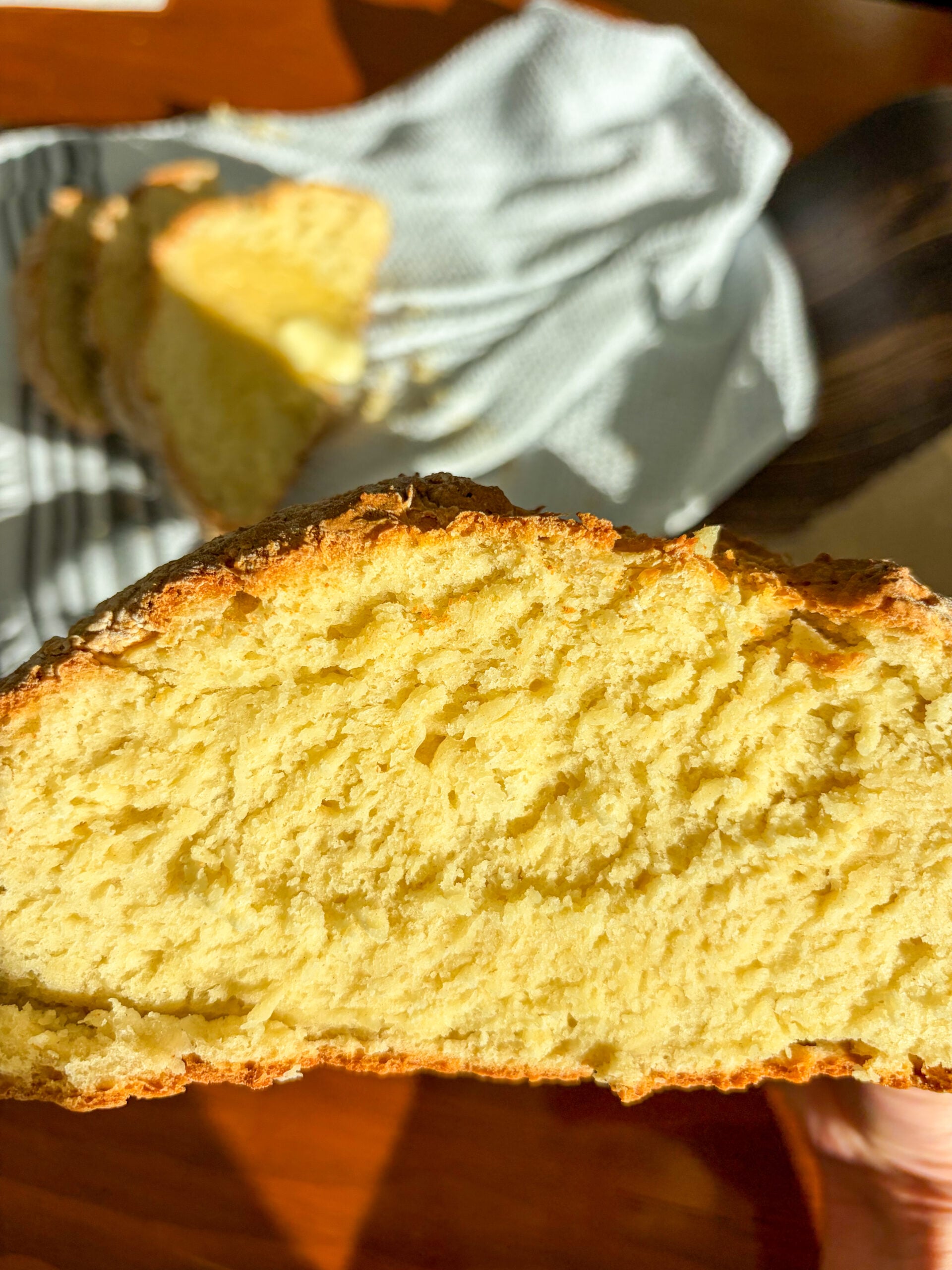 Close up of inside Irish soda bread