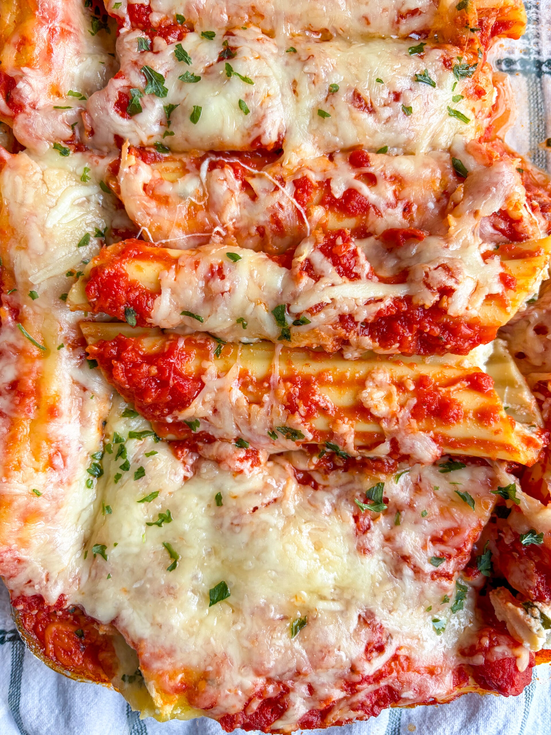 Close up of manicotti