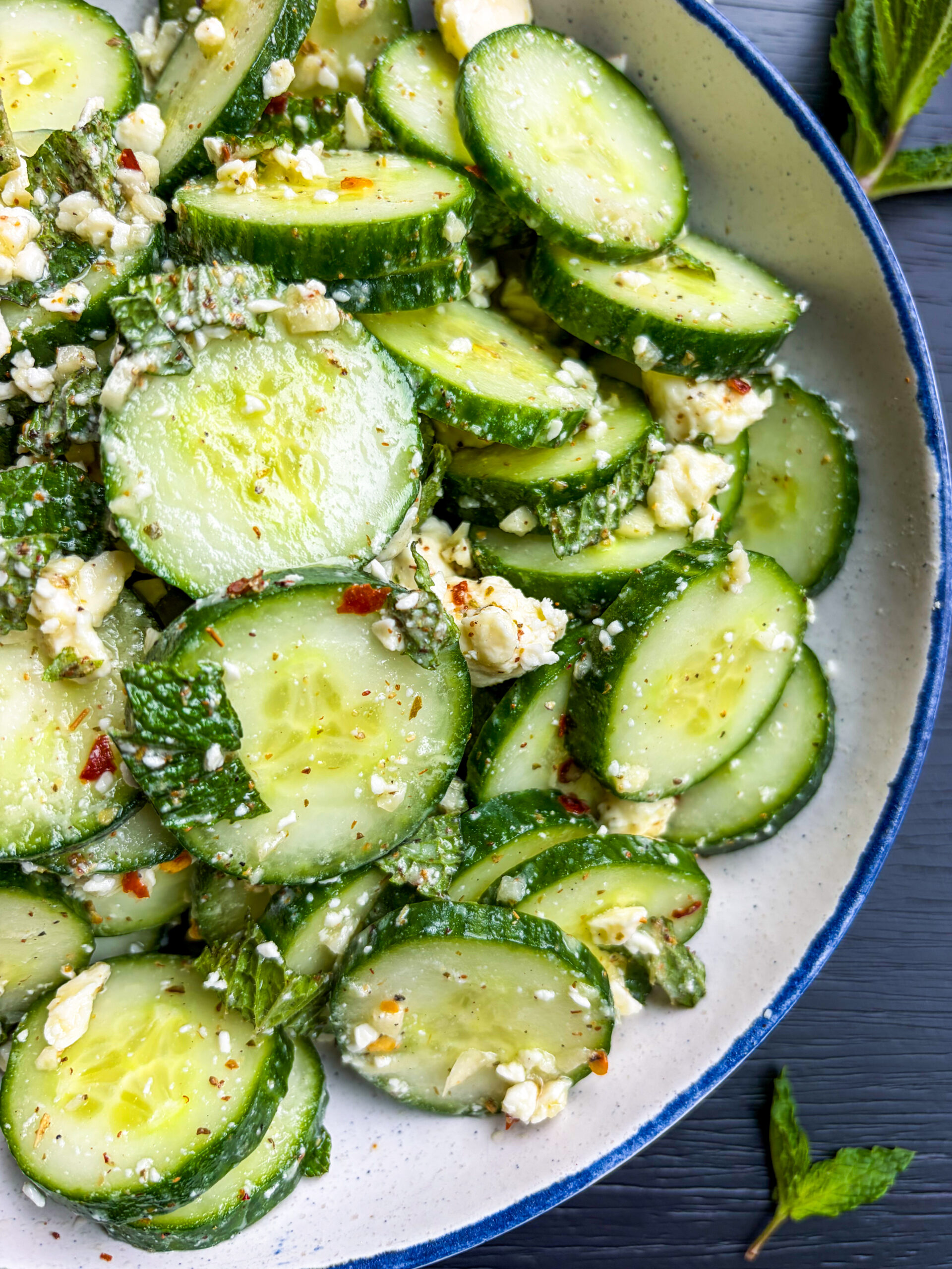 Close up shot of cucumber salad