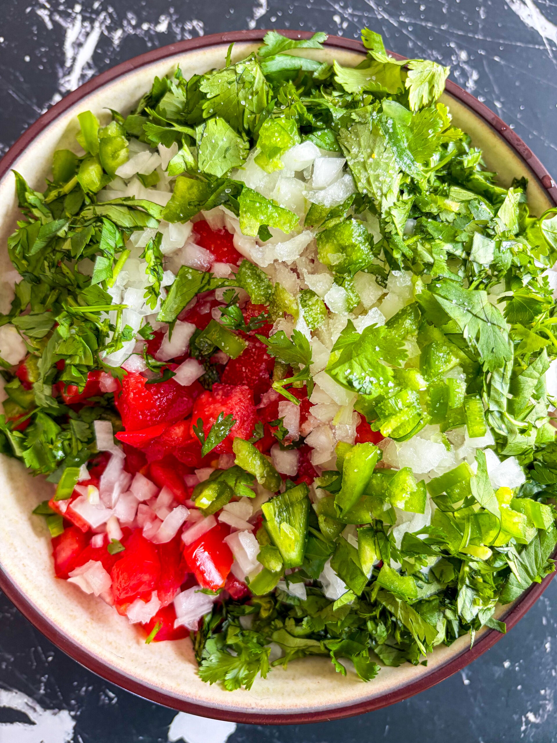 Unmixed pico in a bowl