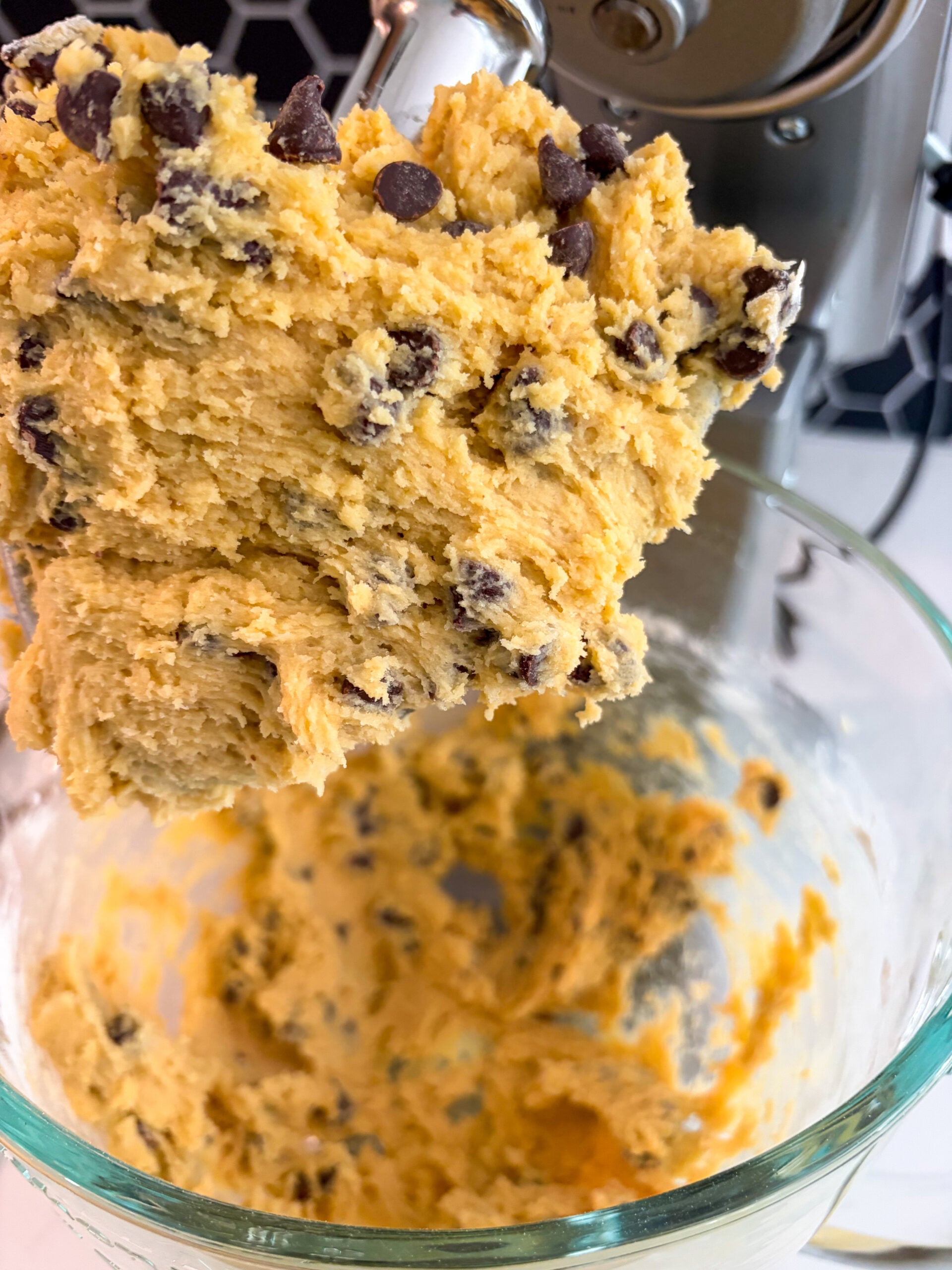 Cookie dough in a mixer
