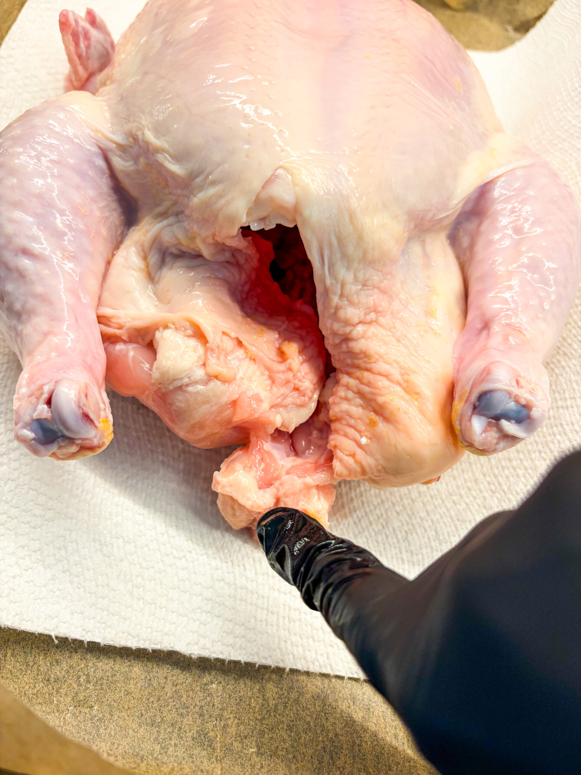 Pointing to pope's nose on chicken